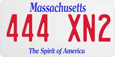 MA license plate 444XN2