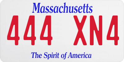 MA license plate 444XN4