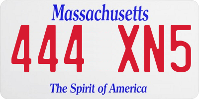 MA license plate 444XN5