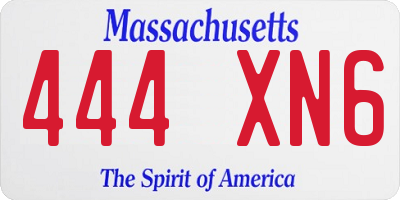 MA license plate 444XN6