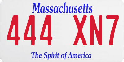 MA license plate 444XN7