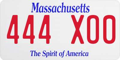 MA license plate 444XO0