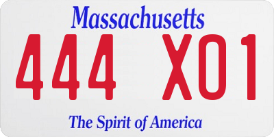 MA license plate 444XO1