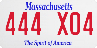 MA license plate 444XO4