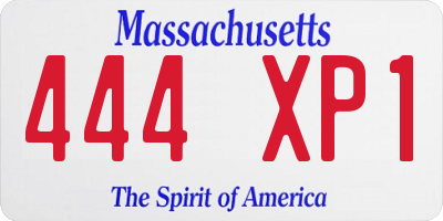 MA license plate 444XP1