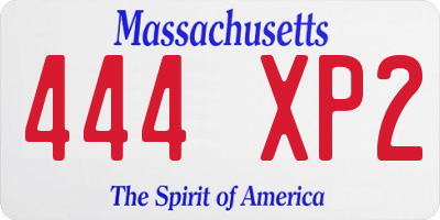 MA license plate 444XP2