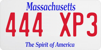 MA license plate 444XP3