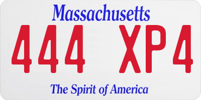 MA license plate 444XP4