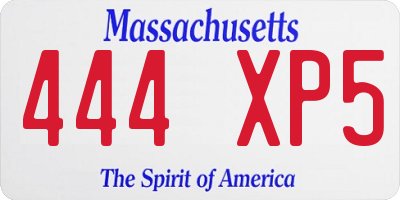 MA license plate 444XP5