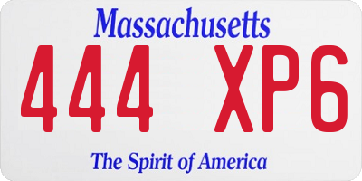 MA license plate 444XP6
