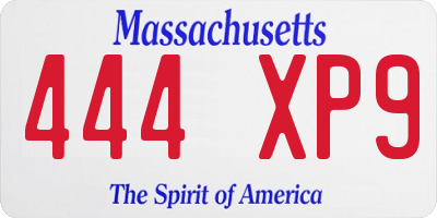 MA license plate 444XP9