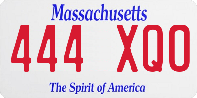 MA license plate 444XQ0