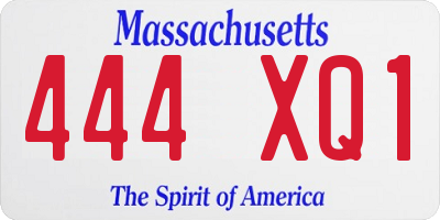 MA license plate 444XQ1