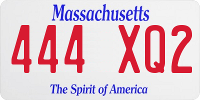 MA license plate 444XQ2