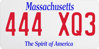 MA license plate 444XQ3