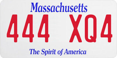 MA license plate 444XQ4