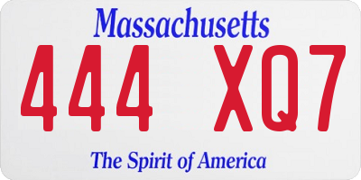 MA license plate 444XQ7