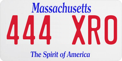 MA license plate 444XR0