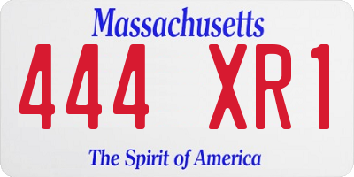 MA license plate 444XR1