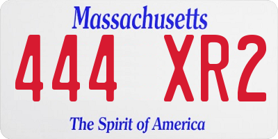 MA license plate 444XR2