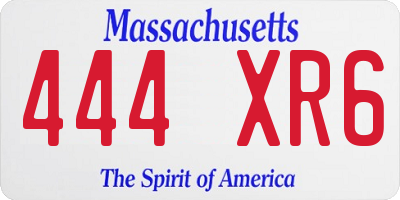 MA license plate 444XR6