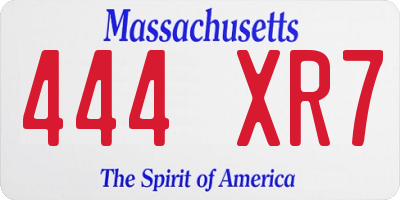 MA license plate 444XR7