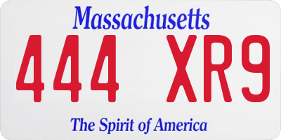 MA license plate 444XR9