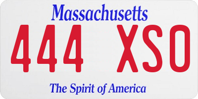 MA license plate 444XS0