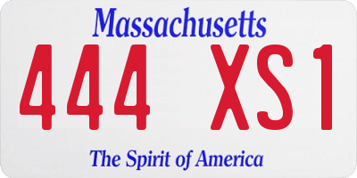 MA license plate 444XS1
