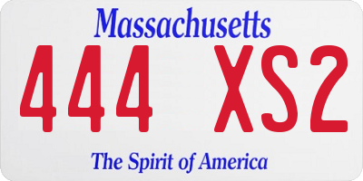 MA license plate 444XS2
