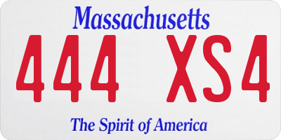 MA license plate 444XS4
