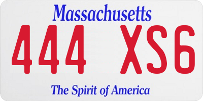 MA license plate 444XS6