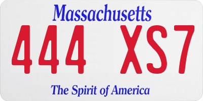 MA license plate 444XS7