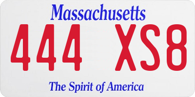 MA license plate 444XS8