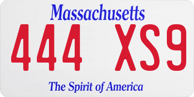 MA license plate 444XS9