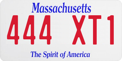 MA license plate 444XT1