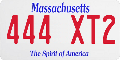 MA license plate 444XT2