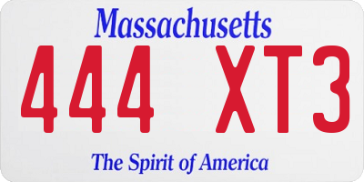 MA license plate 444XT3