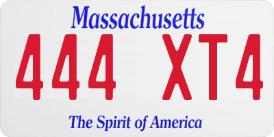 MA license plate 444XT4