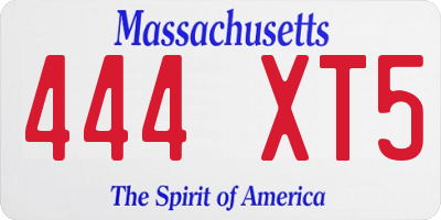 MA license plate 444XT5