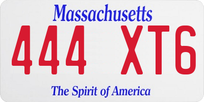 MA license plate 444XT6