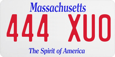 MA license plate 444XU0