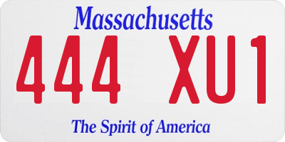 MA license plate 444XU1