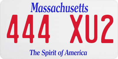 MA license plate 444XU2