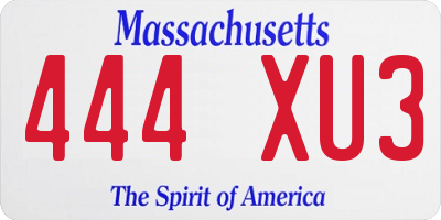 MA license plate 444XU3