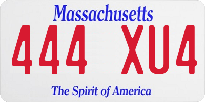 MA license plate 444XU4