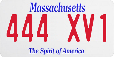 MA license plate 444XV1