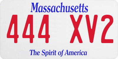 MA license plate 444XV2