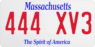 MA license plate 444XV3