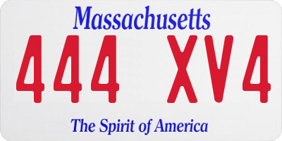 MA license plate 444XV4